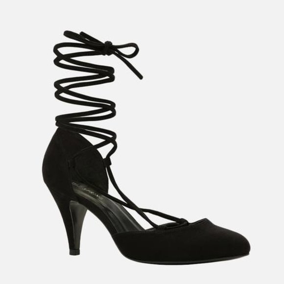 Call It Spring Black Coltona Lace Up Heels - Picture 2 of 7
